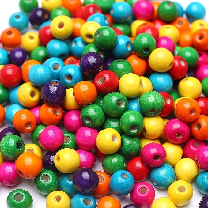 DAHI 1000pcs 8mm Wood Beads Colorful Wooden Bead Large Hole Wooden Beads Loose - Image 7