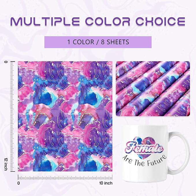 Tintnut Marble Permanent Vinyl 8 Pcs 12x10in Pink Purple Adhesive Vinyl | - Image 2