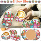 ijbnhd 8 PCS Christmas Diamond Painting Coasters | Christmas Gnome Diamond Art - Image 2