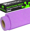 VINYL FROG Neon Purple Glitter Heat Transfer Vinyl Roll 10"x5ft Bright Purple by VINYLFROG