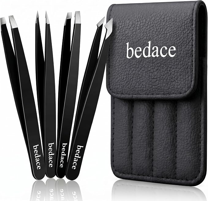 BEDACE Tweezers for Women and Men Facial Hair, Thickened 430 Stainless Steel by bedace