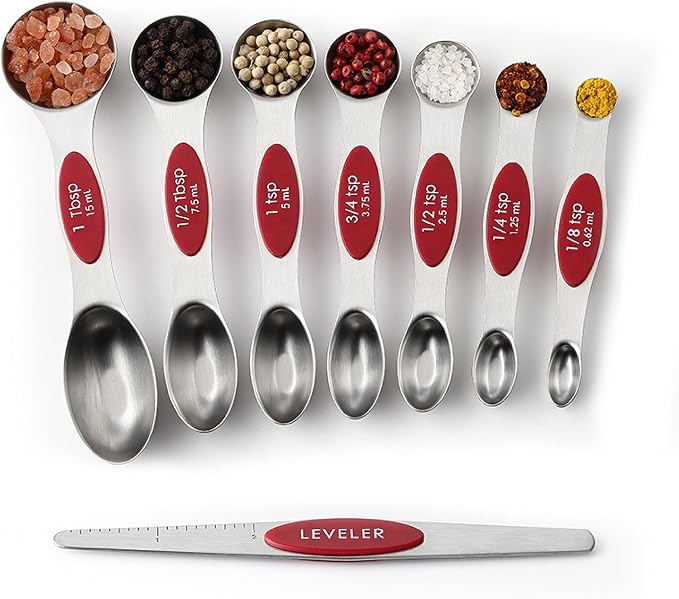 Spring Chef Red Stainless Steel Magnetic Measuring Spoons Set of 8 - Image 9