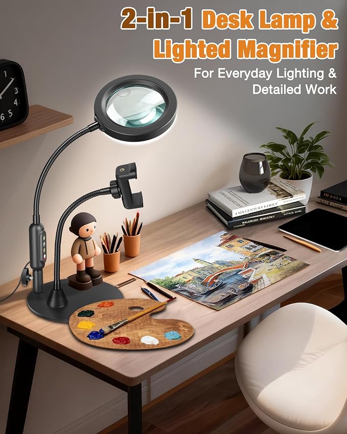 30X 10X Magnifying Glass with Light and Phone Holder, 5 Color Modes Stepless - Image 6