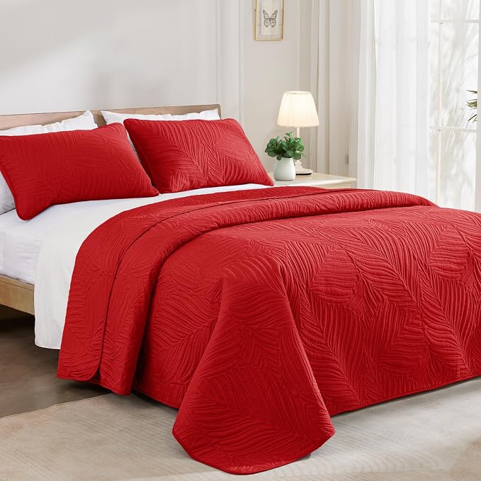Exclusivo Mezcla Twin Quilt Bedding Set, Lightweight Red Quilts Twin Size - Image 2