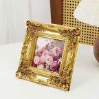 Cuspin 4x4 Gold Picture Frame Square, Vintage Ornate Resin Photo Frame - Image 4