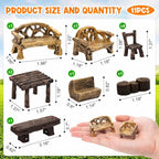11Pieces Fairy Garden Furniture Ornaments Miniature Table and Chairs Set - Image 2