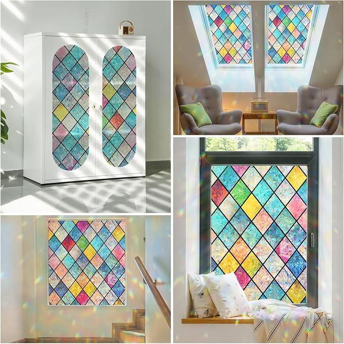 Haton Window Privacy Film Stained Glass Film, Rainbow Decorative Window Cling - Image 7