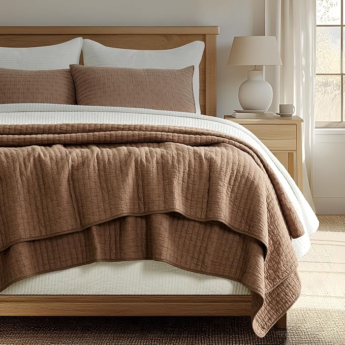EVERGRACE Cross Stitch Pre-Washed Cotton Quilt Bedding Set King Size, Oversized by EVERGRACEHOME