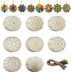 40Pcs DIY Unfinished Mandala Painting Wood Craft Wooden Chips Coloring by WEOSMIRA