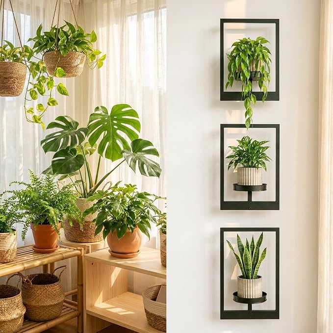 Picture Frame Wall Planters Set of 3, Modern Metal Hanging Shelves - Image 4