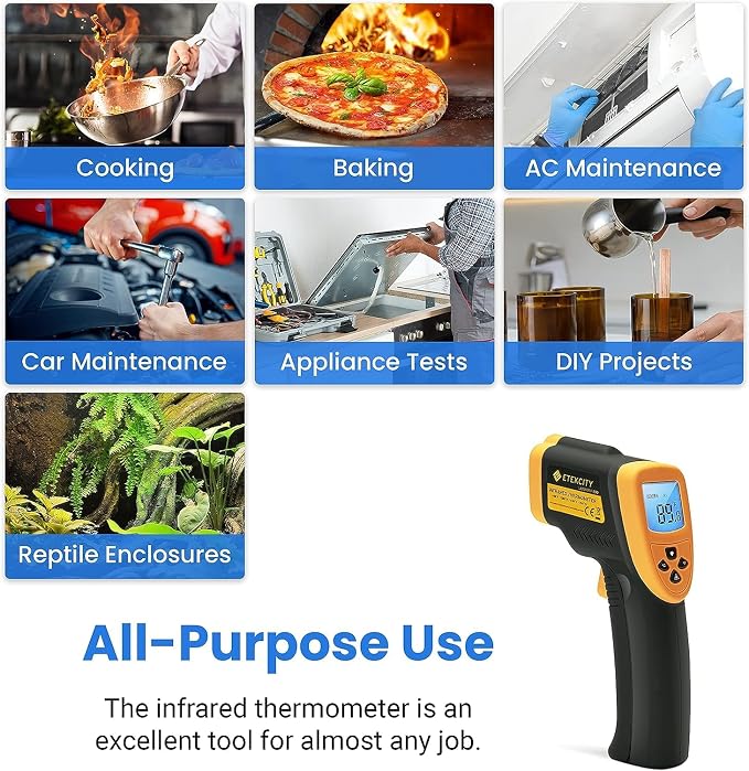 Etekcity Infrared Thermometer Laser Temperature Gun, -58℉~1382℉, D:S 16:1 | - Image 3