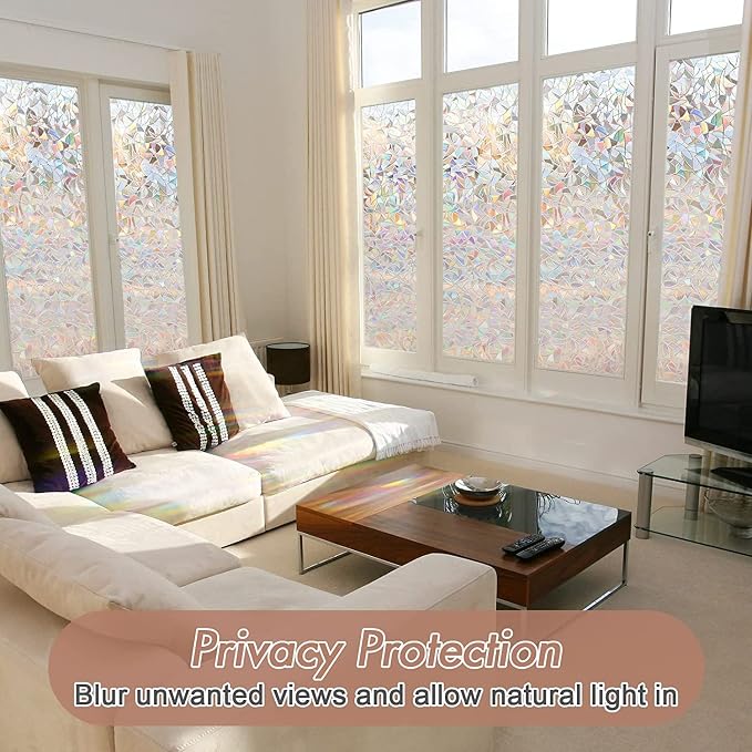 Haton Window Privacy Film, Stained Glass Rainbow Film Decorative Window Clings - Image 7