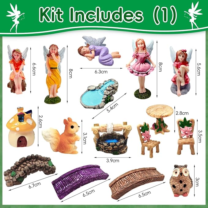 114 Pcs Miniature Fairy Garden Accessories Kit Resin Elves Animal Figurines - Image 2