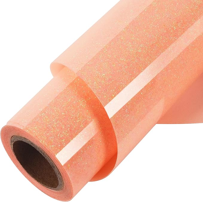 TORC Orange Pink Glitter HTV Vinyl Roll 12" x 6 ft, Sparkly Iron On Heat by TORC
