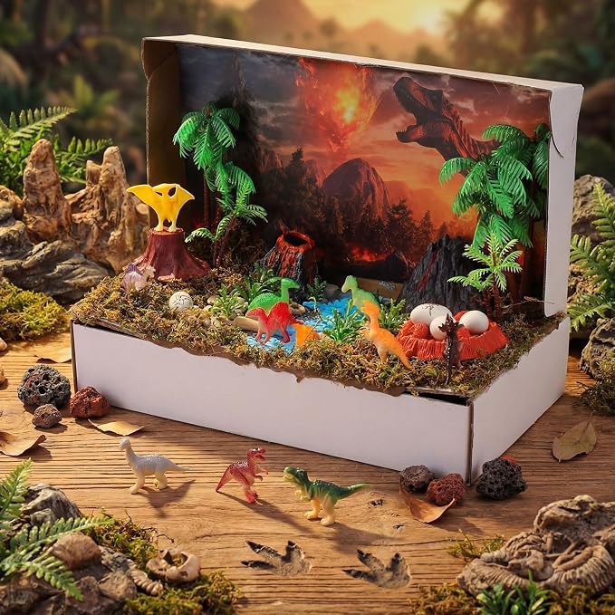 Teyva Daily 48 Pcs Dinosaur Diorama Kit Habitat Project Box Set 3D Dinosaurs - Image 5