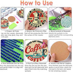 Benjenes 8 PCS Coffee Diamond Art Coasters Kits | Diamond Paintings Coasters - Image 3