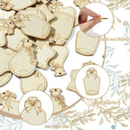 LiQunSweet 40 pcs 4 Styles Wishing Bottle Undyed Wood Cutout Charms Star - Image 3