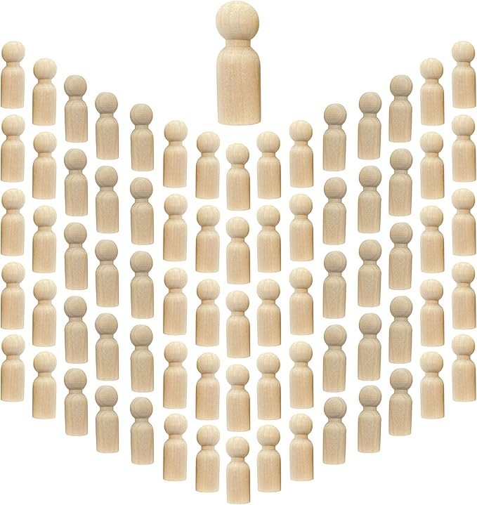75 Pieces Wood Peg Dolls Unfinished Wooden People Craft Blank Family Figures by Cregugua