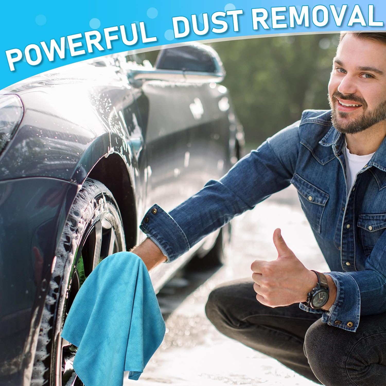 Newwiee 3 Pcs Extra Large Microfiber Cleaning Cloth 30" x 20" Washable Reusable Microfiber Towel Streak Free Lint Free Cloth for Cleaning Home Glass Office Window Bathrooms (Light Green,Blue,Orange)