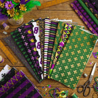 HunnmingRe 20 Pcs 10''x10'' Mardi Gras Quilting Fabric Square Bundle Lily - Image 3