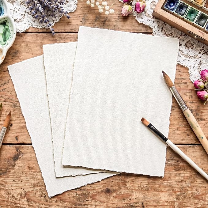 100 Sheets Watercolor Paper 9x12 inch, 300 GSM Deckled Edge Paper - Image 4
