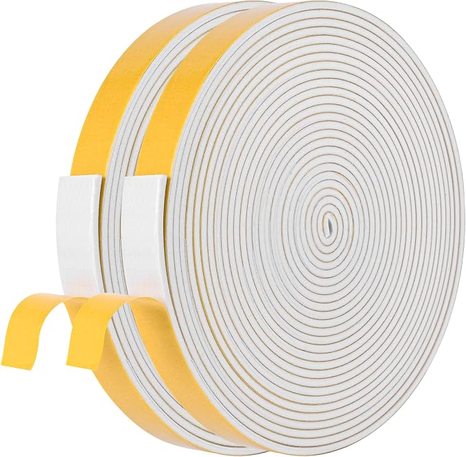 Self-Adhesive Weatherstrip 3/4in x 1/8in x 50Ft High Density Foam Insulation by Kikerike