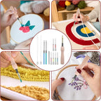 12 Pcs Punch Needle Kit, Embroidery Punch Needle Tool Wooden Handle Embroidery - Image 7