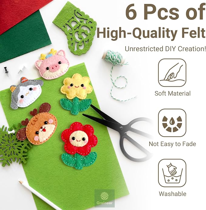 Apple Green Soft Felt Sheets for Crafts, 1.6mm Thick, Kids' Crafts, DIY Projects - Image 5