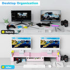Spacrea Metal Desk Organizers and Accessories, Dual Monitor Stand Riser - Image 3