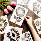 8pcs Giant Sunflower Wall Art Stencil Spring Flower Template - Image 3