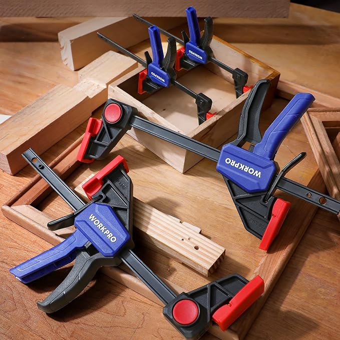 WORKPRO Mini Bar Clamps for Woodworking, 4-Piece One-Handed Clamp/Spreader - Image 8