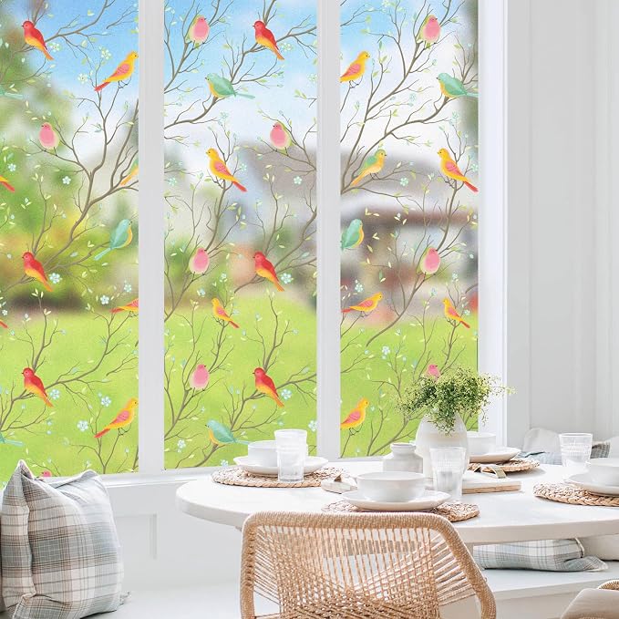 Coavas Privacy Window Film Non-Adhesive Translucent Bird Window Film Decorative - Image 8