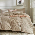 JELLYMONI Khaki Duvet Cover Cal King Size, Soft Breathable Seersucker Duvet by JELLYMONI