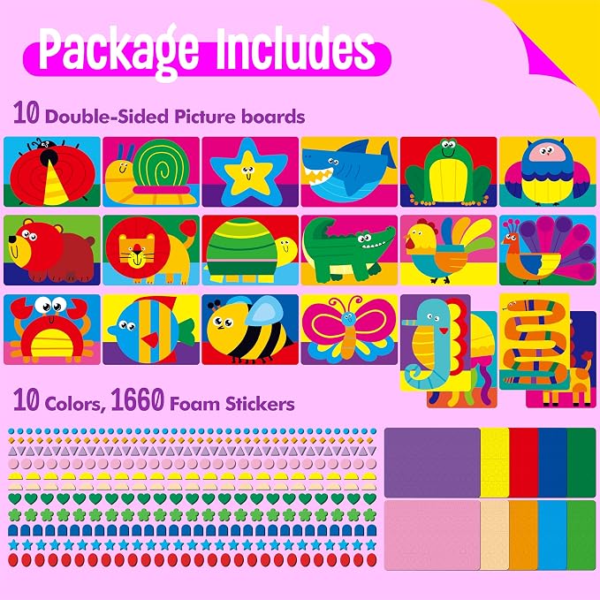SpriteGru Foam Sticker Art Activity, 20 Animals - Image 2