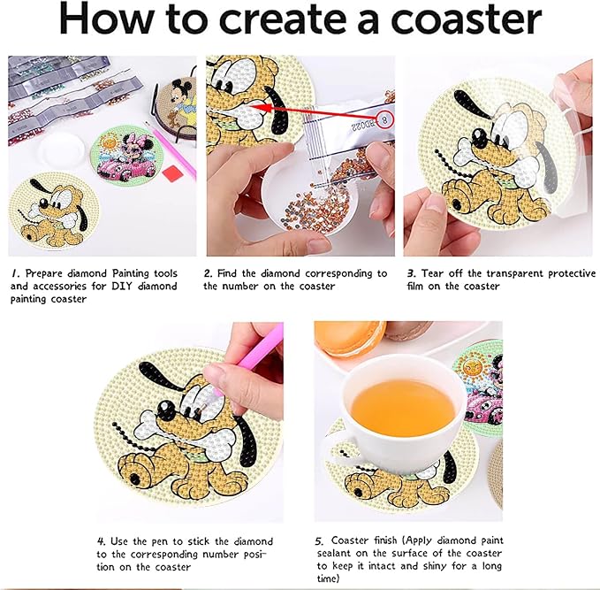 8 Pcs Cute Cartoon Diamond Art Coasters Kit - Image 7