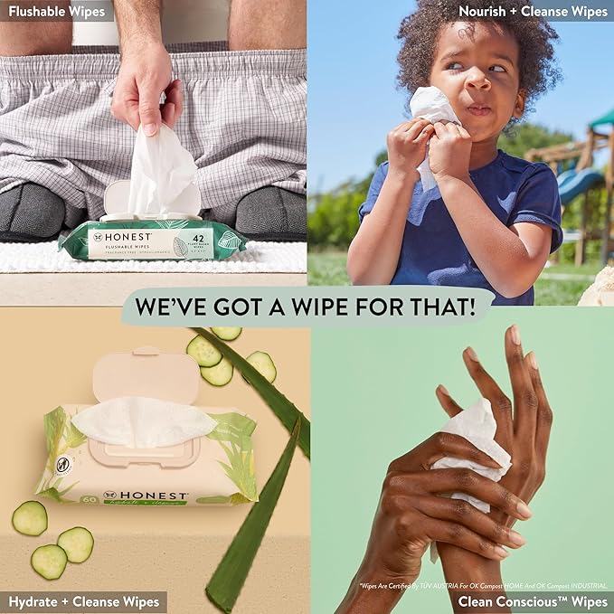The Honest Company Clean Conscious Unscented Wipes Over 99% Water Compostable Plant-Based Baby Wipes Hypoallergenic for Sensitive Baby Skin EWG Verified Geo Mood 648 Count