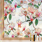 NINETREX Window Privacy Film, Stained Glass Floral Window Clings, Static Cling by NINETREX
