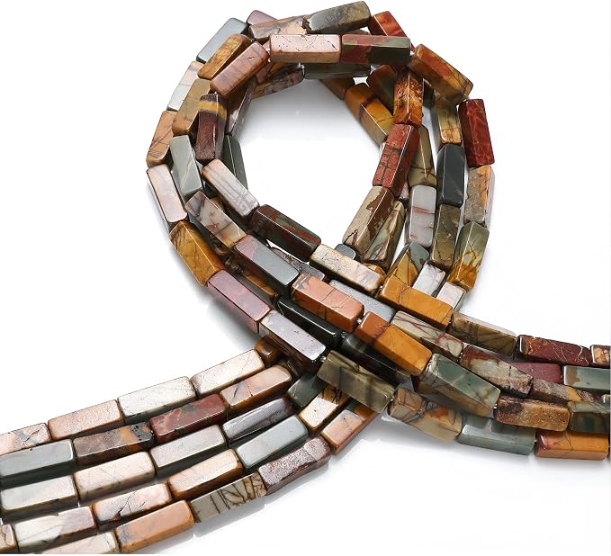 30Pcs 4x13mm Red Creek Jasper Rectangle Tube Beads Jewelry Making | Picasso - Image 5