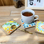 4PCS Mosaic Bamboo Coasters for Crafts, Blank Base Trays, Drinking Cup Coaster - Image 5