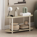 Furinno Turn-N-Tube No Tools Modern Oval Side Table, Bauhaus Oak/Beige - Image 2