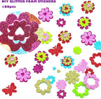 180PCS Glitter Foam Flower Stickers, Spring Theme Puffy Shapes | - Image 4