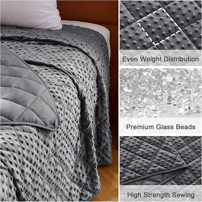 Grey Weighted Blanket for Adults 15lbs, Twin Full Size Cooling Minky Heavy - Image 6