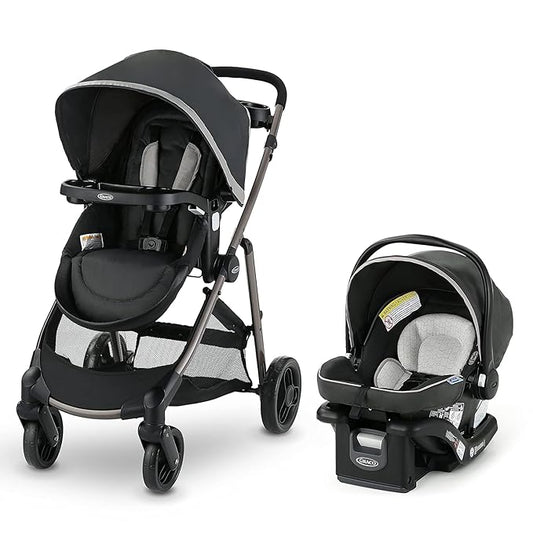 Graco Modes Pramette Travel System, 3-in1 Modular Carseat Stroller Combo, Infant Car Seat Carrier to Toddler Stroller, Includes the SnugRide Car Seat, Redmond