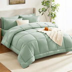 CozyLux Twin XL Comforter Set Sage Green, 5 Pieces Twin Extra Long Bed in a Bag - Image 7