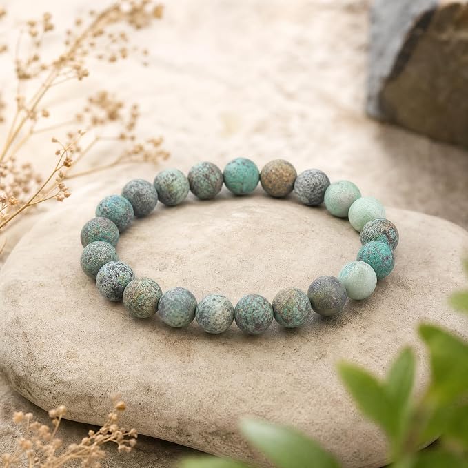 36pcs Natural Matte Africa Turquoise Gemstone Beads，10mm Frosted Round Loose - Image 3