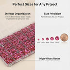 36000Pcs Dark Pink Rhinestones for Bedazzling, Flat Back Resin Rhine Stone - Image 3
