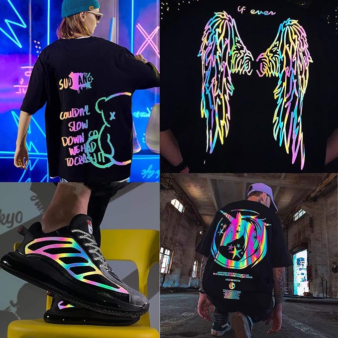Reflective Heat Transfer Vinyl HTV Vinyl 12in x 6ft Reflective Rainbow Iron On - Image 6
