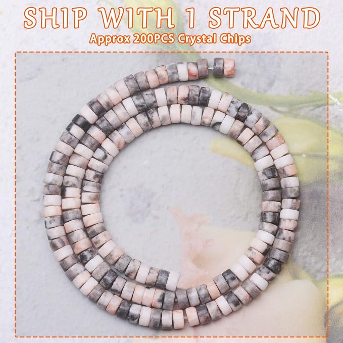 Natural Stone Heishi Beads for Necklace Making, 4 mm x 2 mm Small Flat Round - Image 2