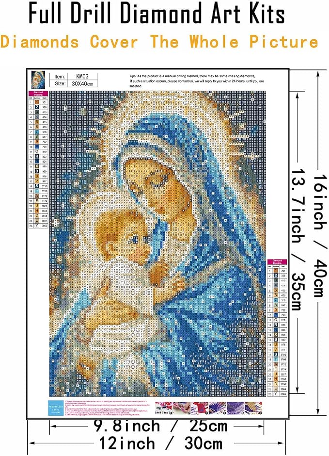 CHWGLFGG 5D Diamond Art Kits for Adults Beginners, Virgin Mary Diamond Painting - Image 5