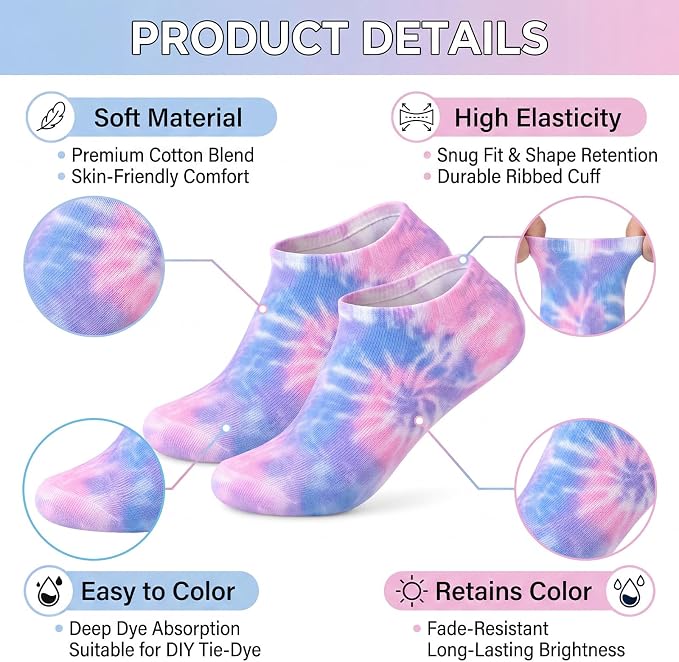 Syhood White Cotton Crew Socks for Tie dye Party Casual Soft Cushion Novelty - Image 5